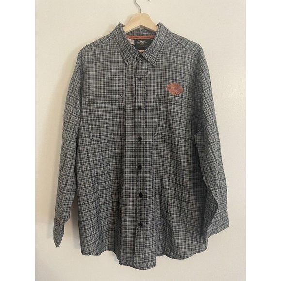 Harley Davidson Men's Plaid Performance Long Sleeve Shirt, XL - Picture 1 of 4